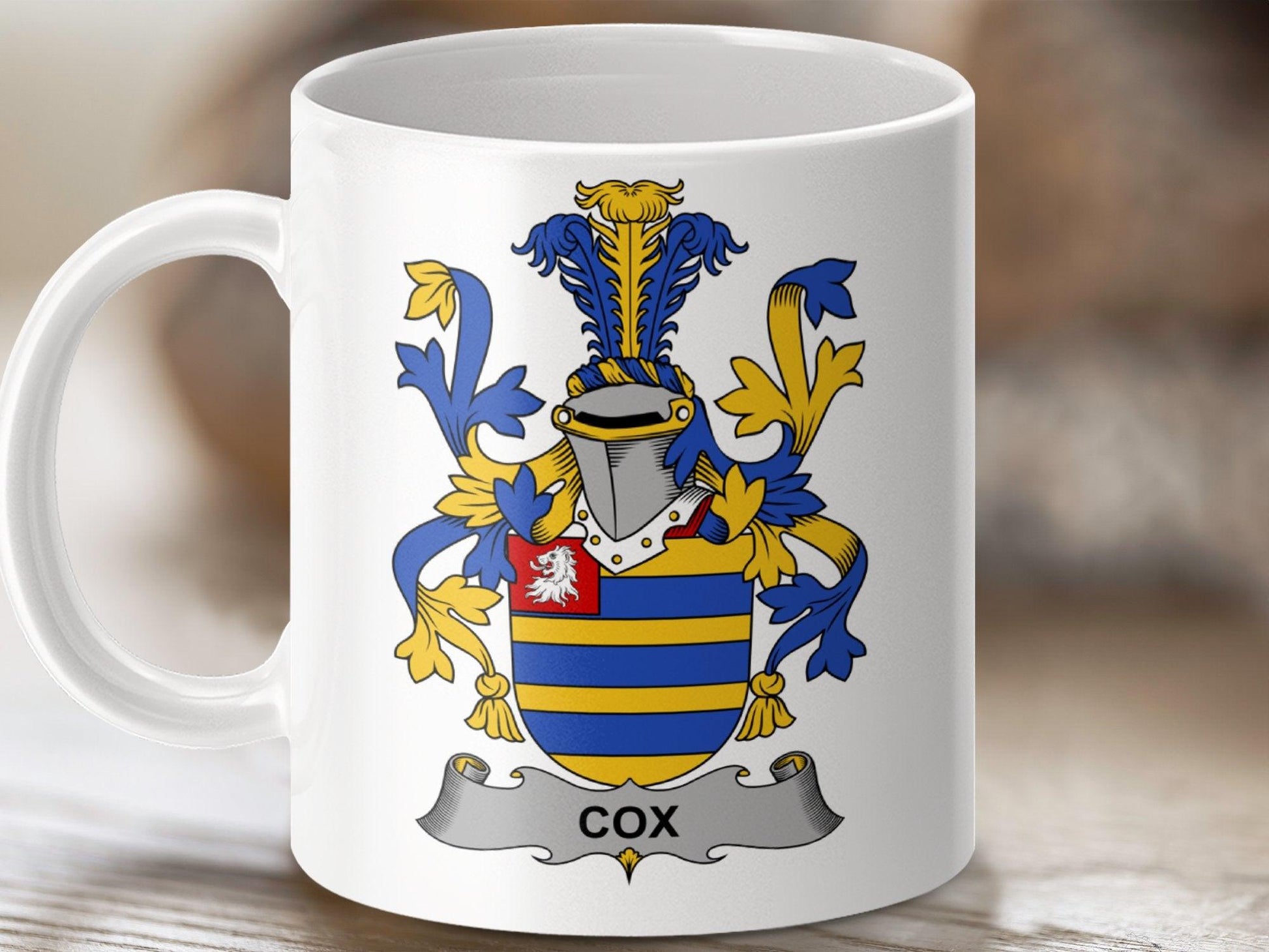 Cox Surname Irish Family Crest Mug - Celtic Ancestry Gifts