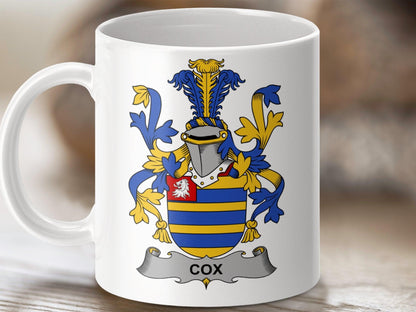 Cox Surname Irish Family Crest Mug - Celtic Ancestry Gifts