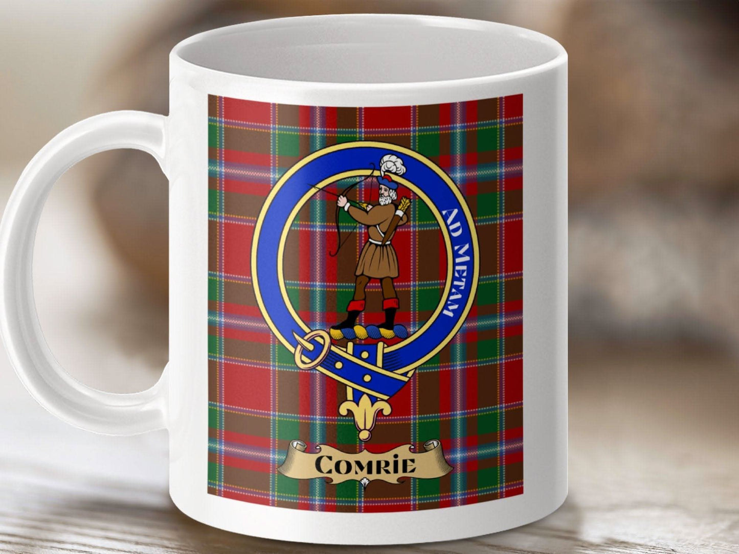 Personalized Comrie Family Crest Plaid Mug product