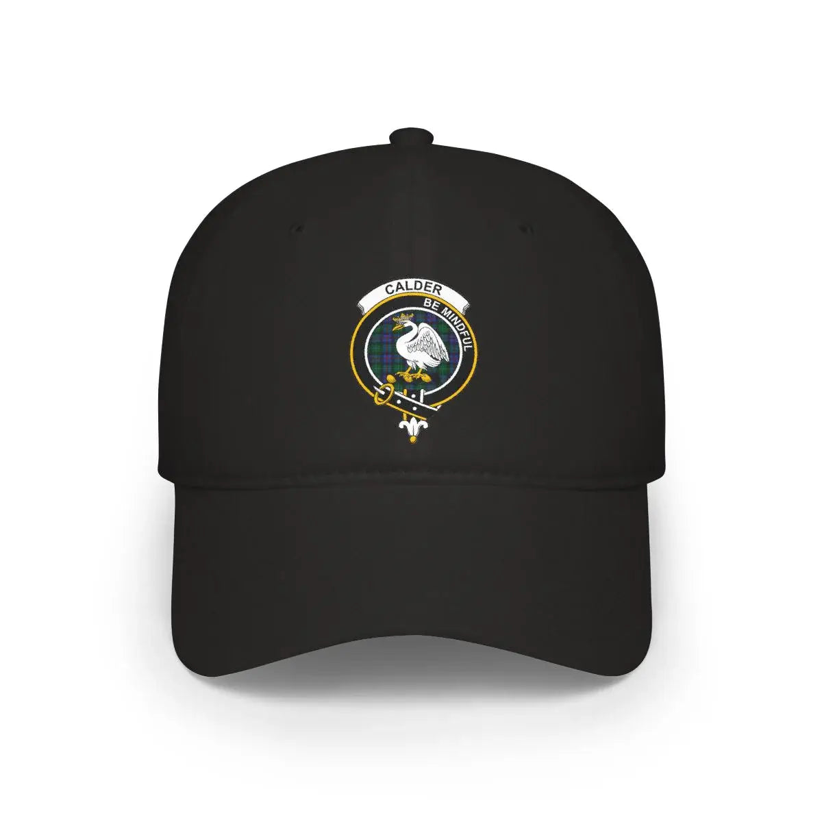 Calder be mindful crest emblem black cap — low-profile unstructured fit