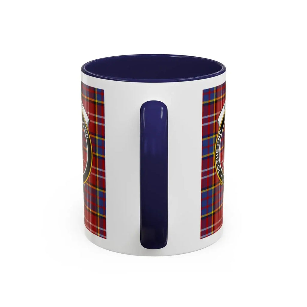 Vibrant Tartan Pattern Navy Handle Accent Mug