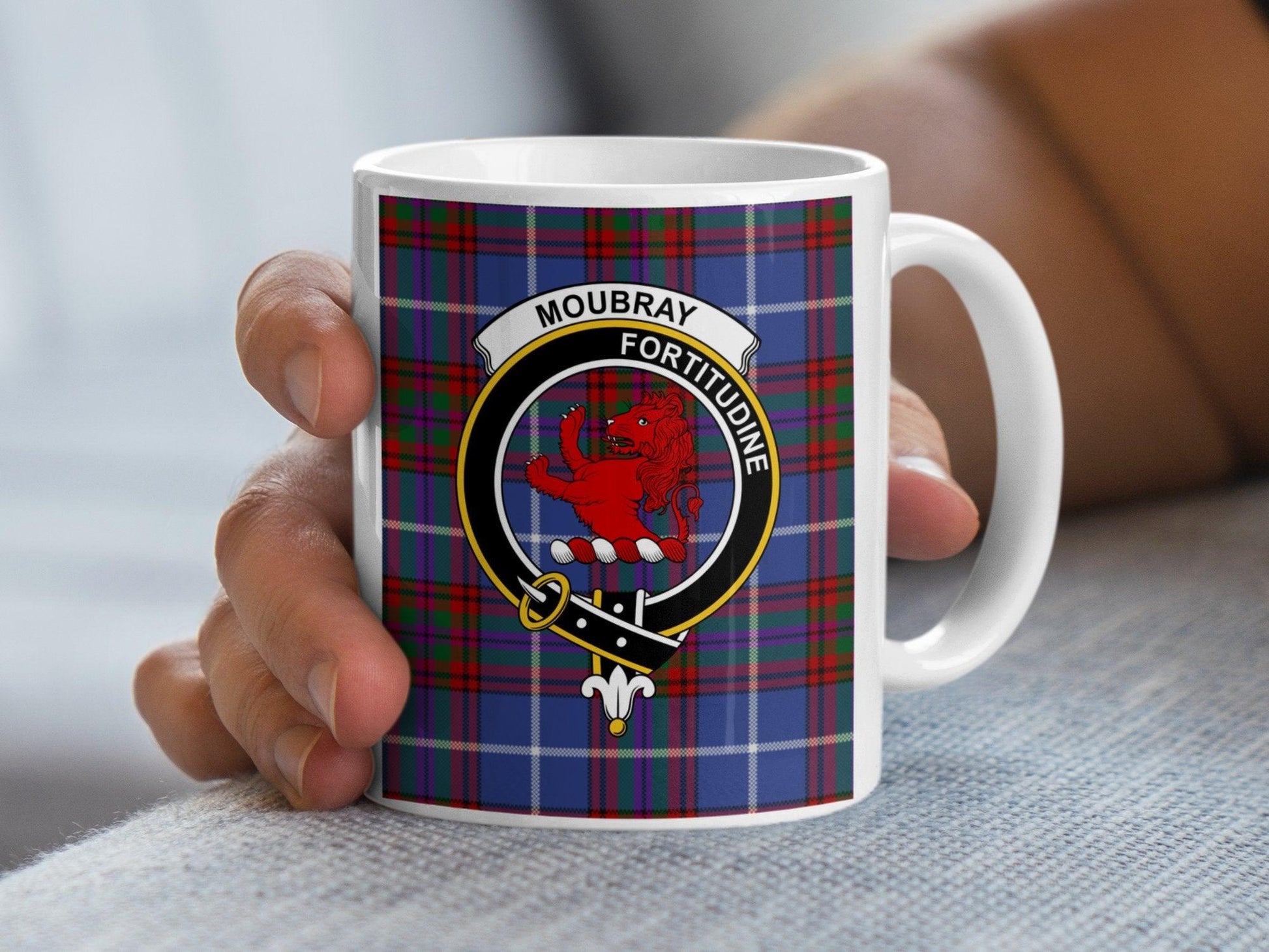 Moubrai Clan Crest and Tartan Design Mug - Living Stone Gifts