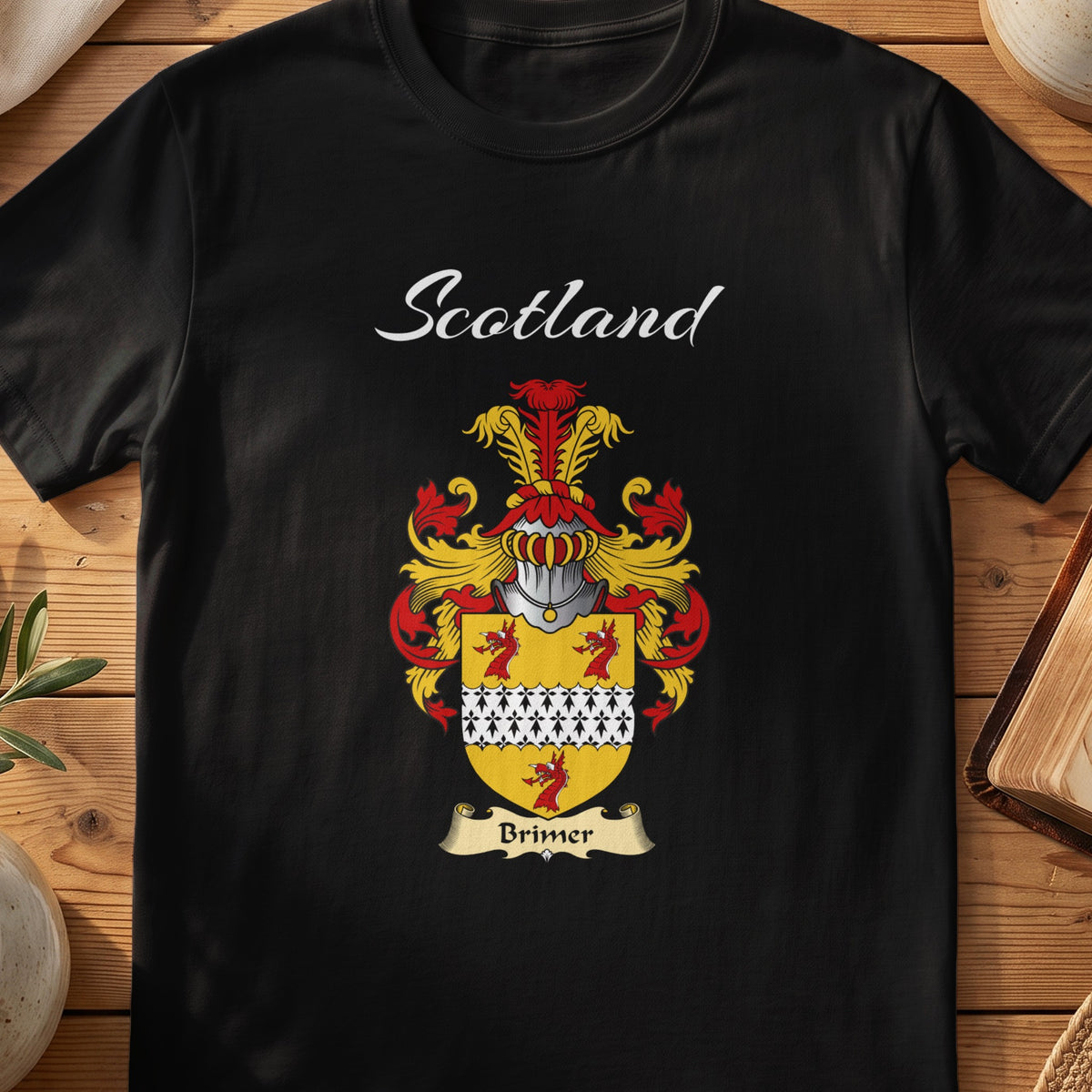 Brimer Scottish family shield T-shirt in Black