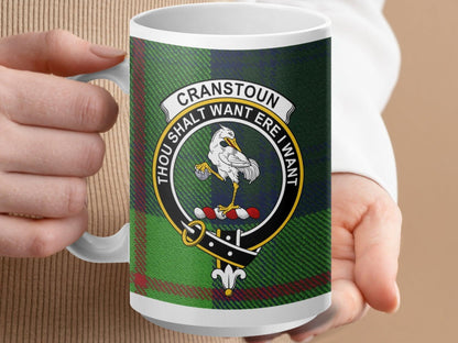 Cranstoun Clan Crest Mug with Scottish Tartan product