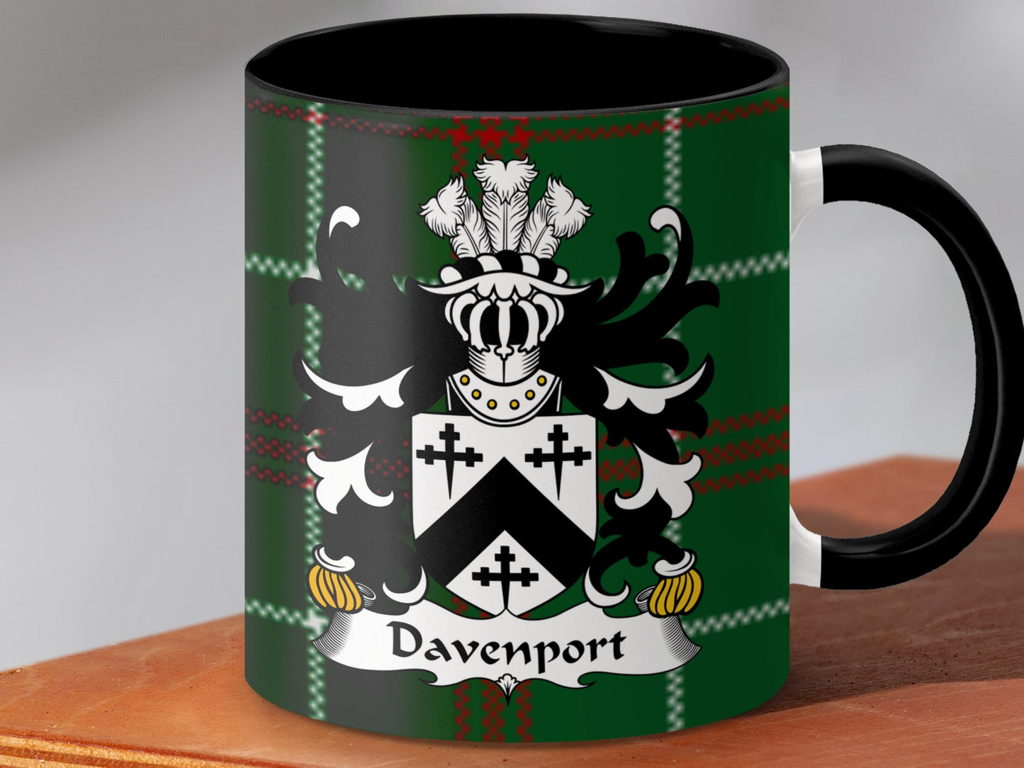 Davenport Welsh Surname Coat of Arms Tartan Mug - Living Stone Gifts