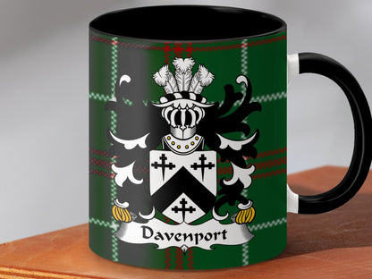 Davenport Welsh Surname Coat of Arms Tartan Mug - Living Stone Gifts