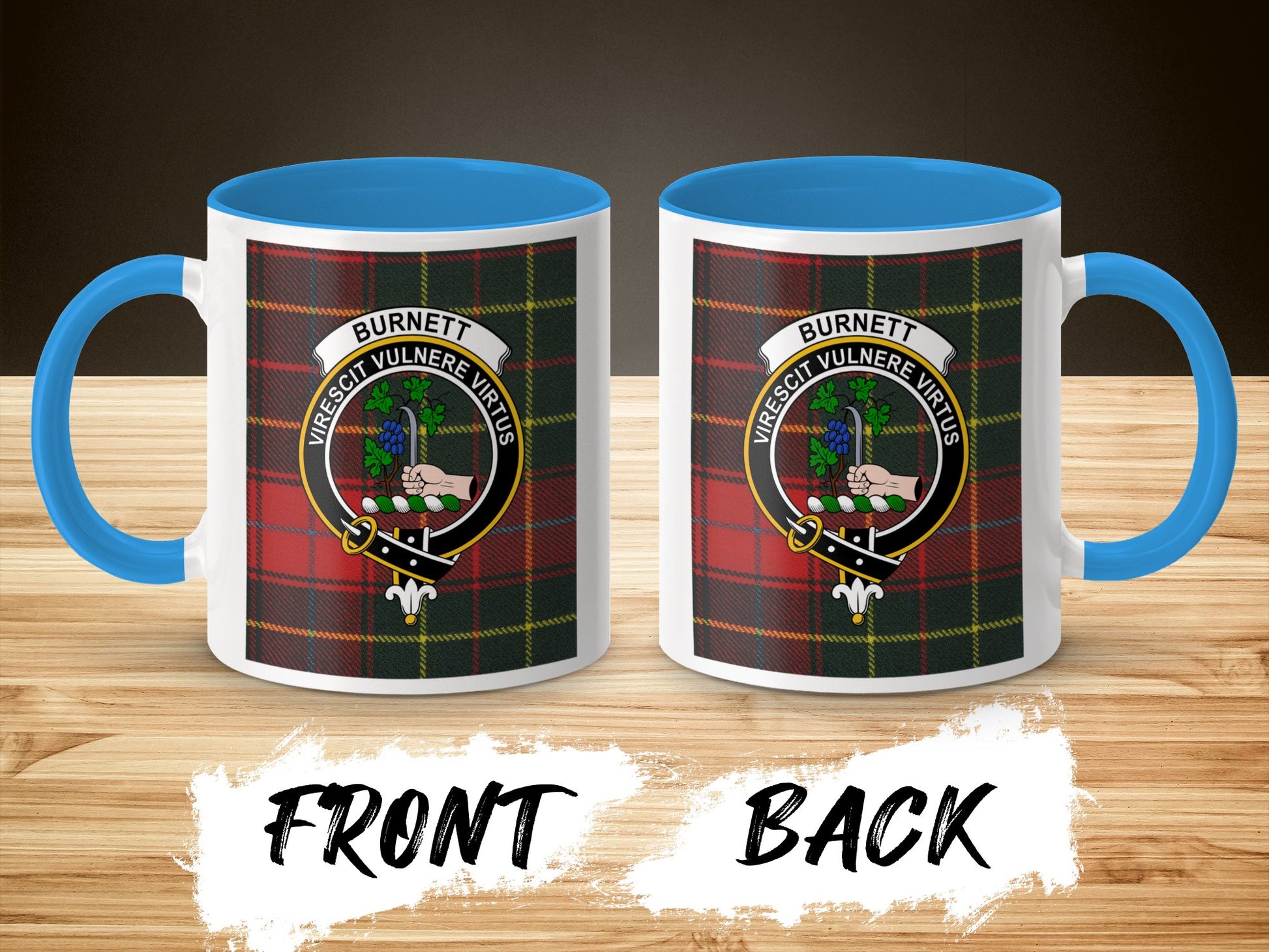 Unique Burnett Clan Crest Design Checkered Mug - Living Stone Gifts