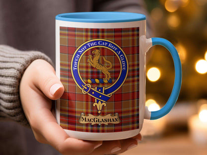 Authentic MacGlashan Clan Crest and Tartan Plaid Mug - Living Stone Gifts