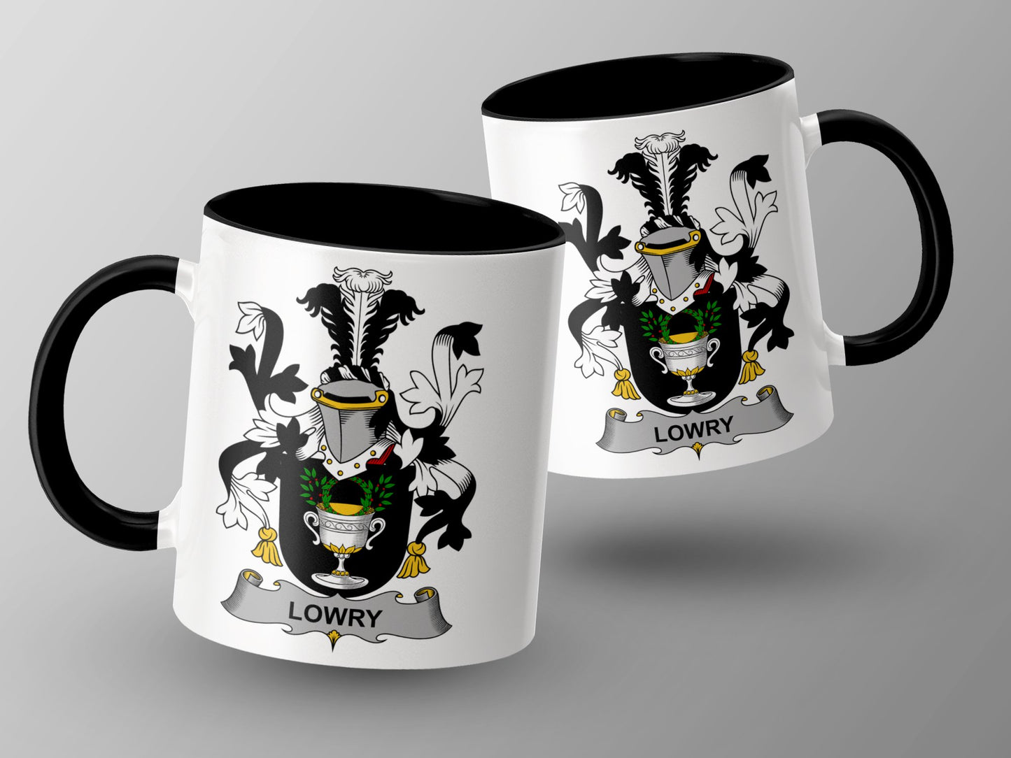 Lowry Surname Irish Coat of Arms Heraldry Mug - Living Stone Gifts