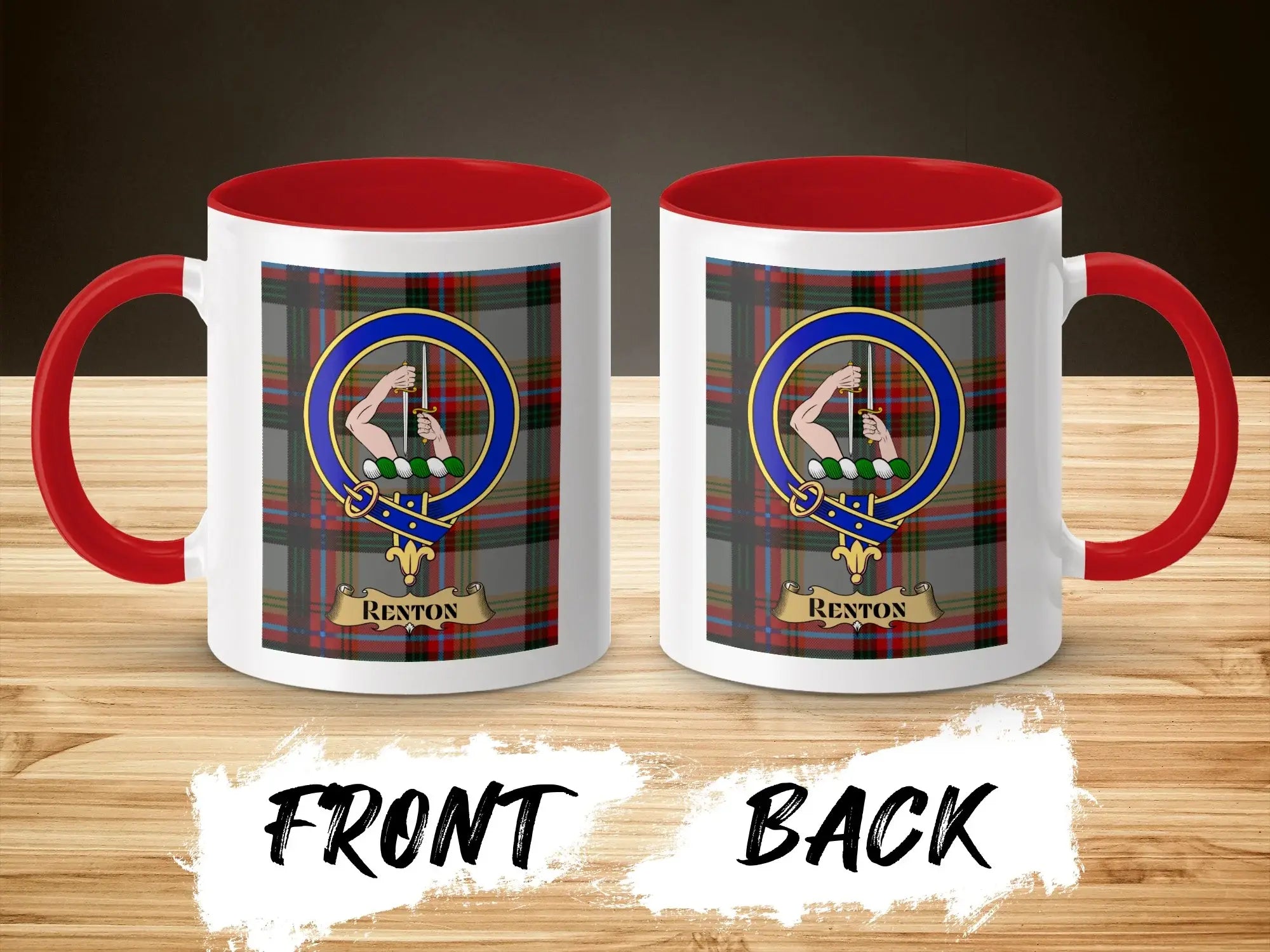 Clan Renton Crest Tartan Coffee Mug Unique Gift