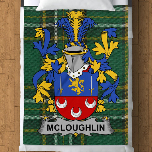 McLoughlin Surname Irish Tartan Throw Blanket - Living Stone Gifts