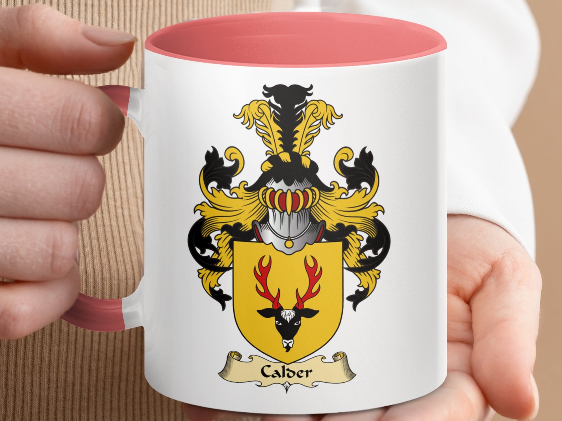 Calder Scottish Clan Coat of Arms Accent Coffee Mug - Living Stone Gifts