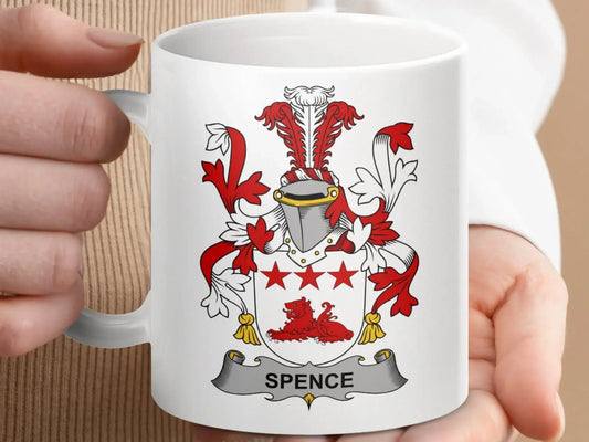 Spence Family Crest Coat of Arms Emblem Mug - Celtic Ancestry Gifts