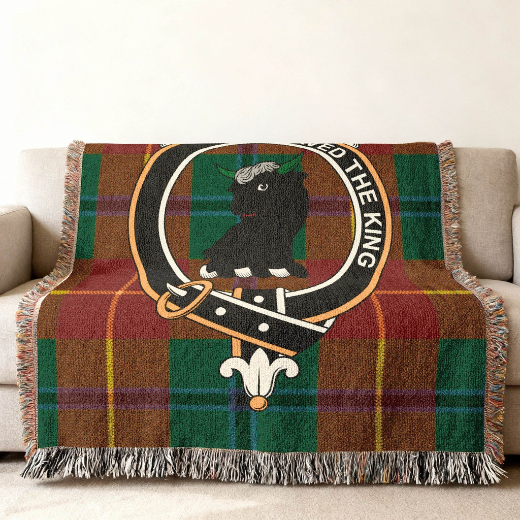 Tartan Plaid Blanket with Black Dog Emblem Design