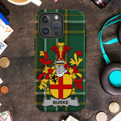 Burke Family Crest Heritage Emblem Cell phone cover - Celtic Ancestry Gifts