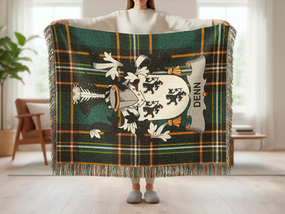 Denn Clan Plaid Tartan Crest Green Orange product type
