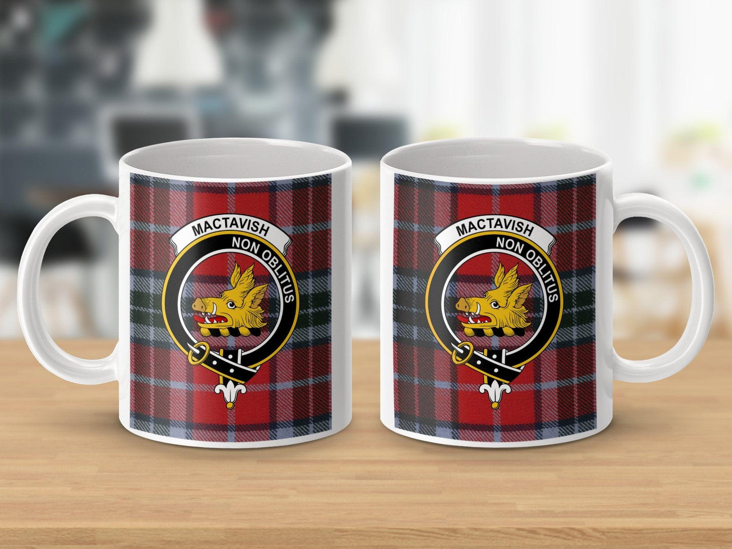 MacTavish Clan Tartan Mug with Authentic Crest Design Mug - Living Stone Gifts