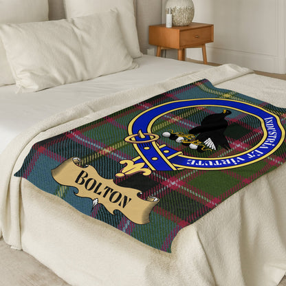 Scottish Clan Bolton Crest Tartan Throw Blanket - Living Stone Gifts