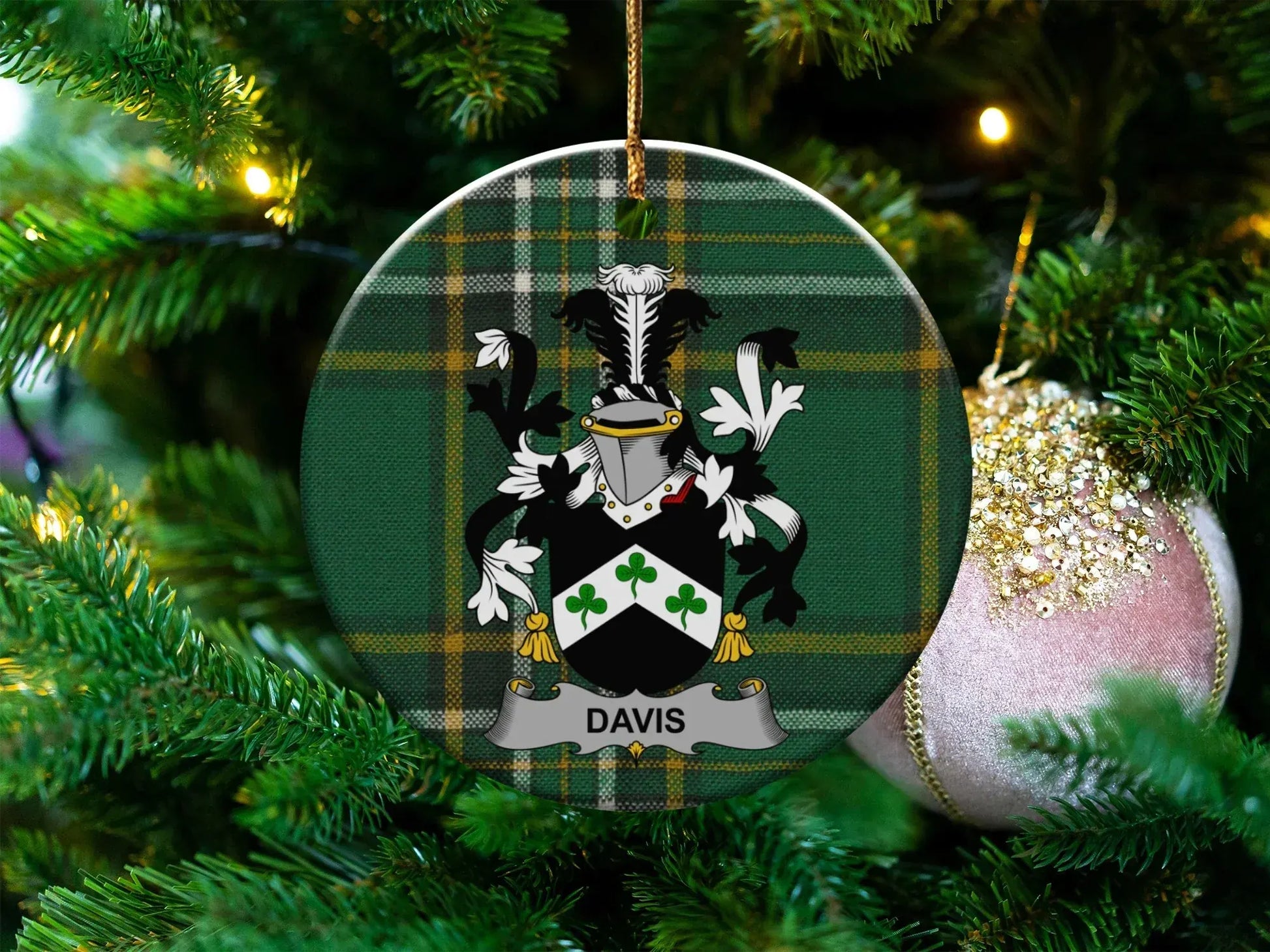 Davis Family Crest Christmas Tree Ornament product type