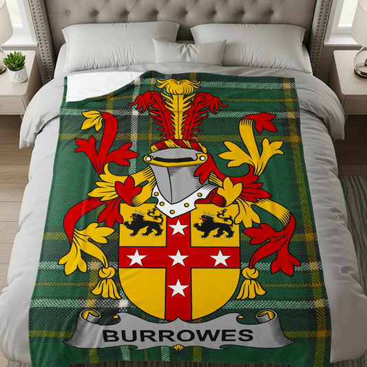 Burrowes Family Crest Green Tartan Blanket product