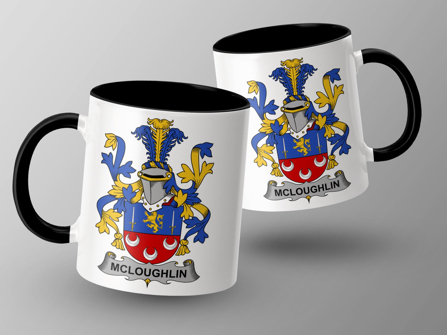 McLoughlin Surname Family Crest Irish Heraldry Mug - Living Stone Gifts