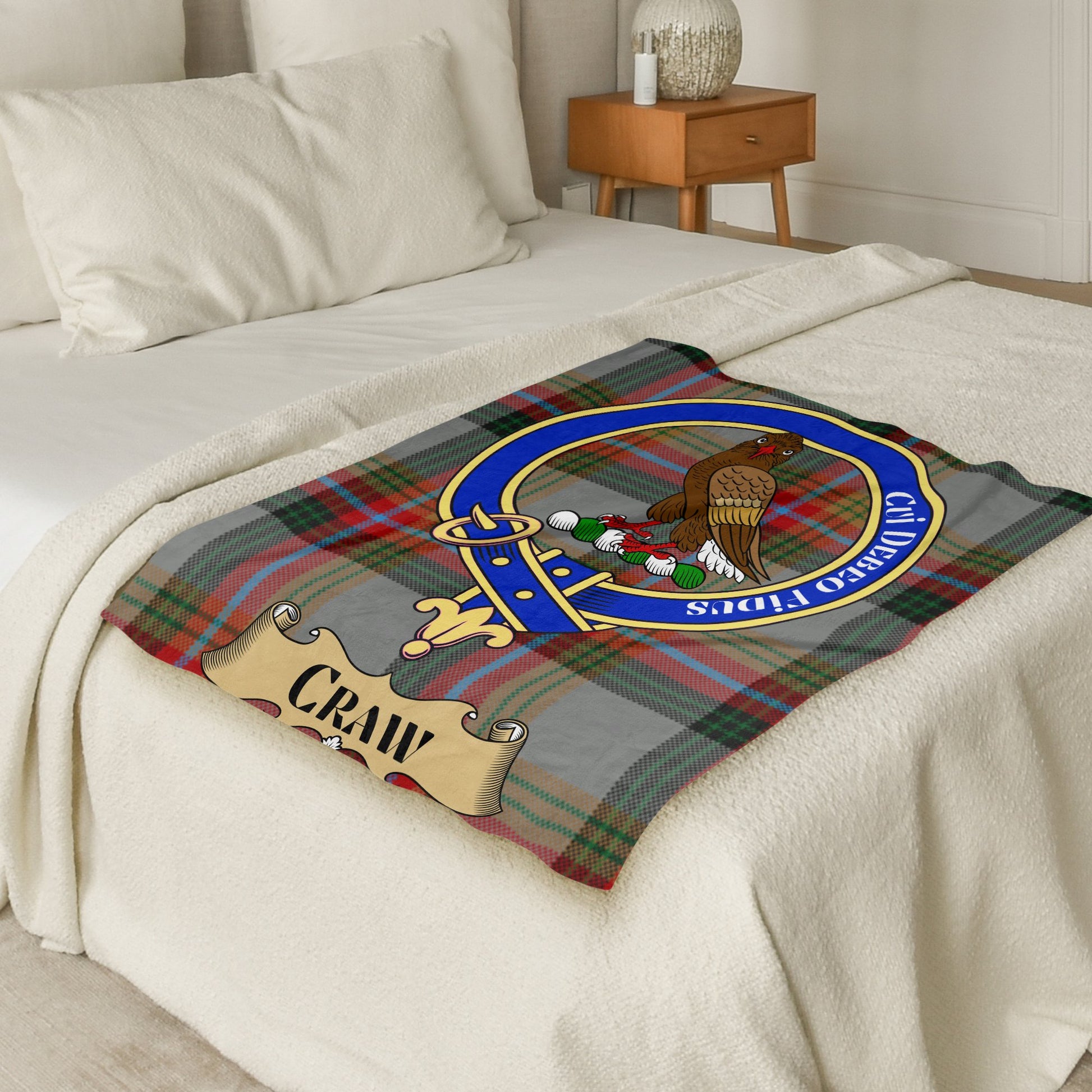 Scottish Clan Craw Crest Tartan Throw Blanket - Living Stone Gifts