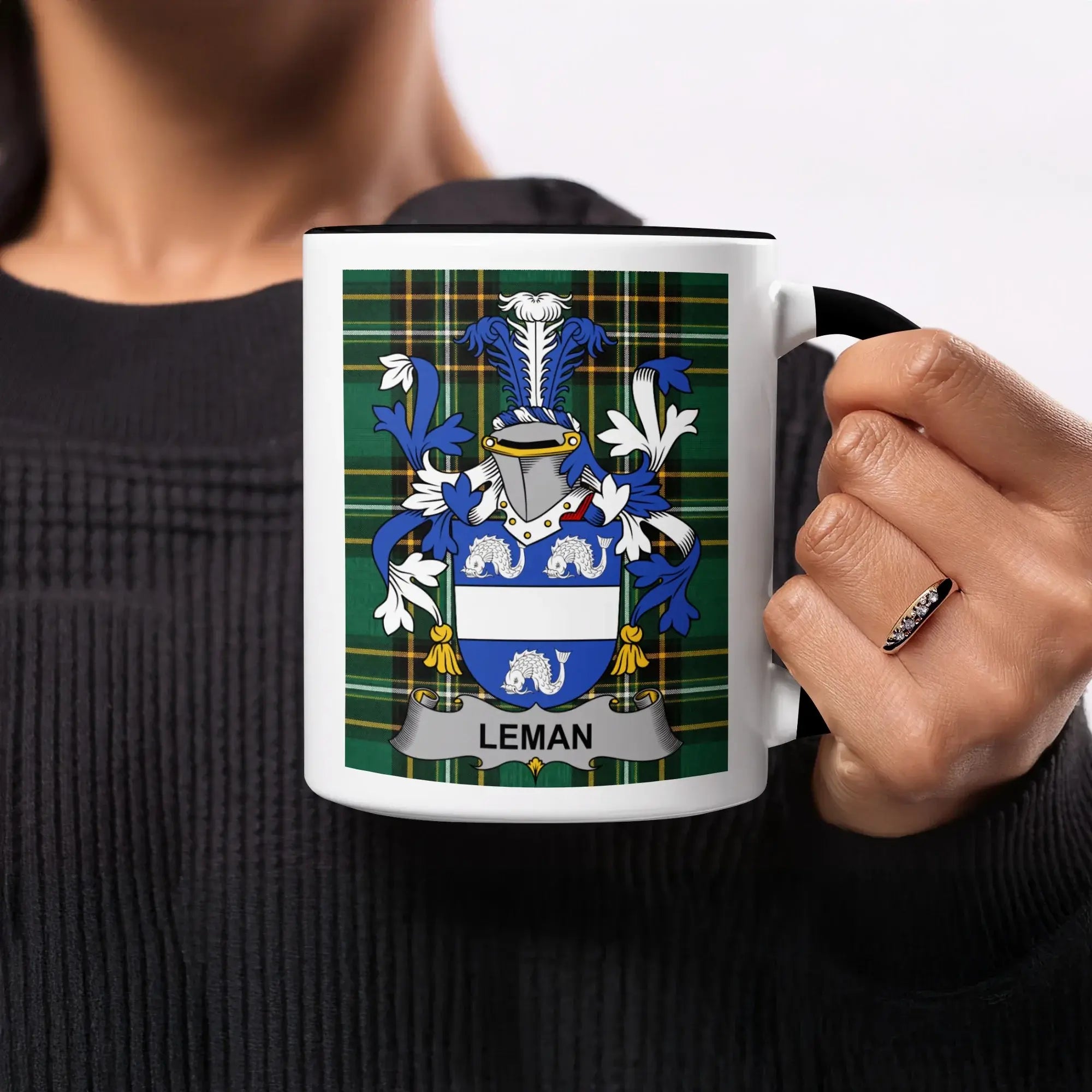 Leman Irish heritage mug with black handle and interior