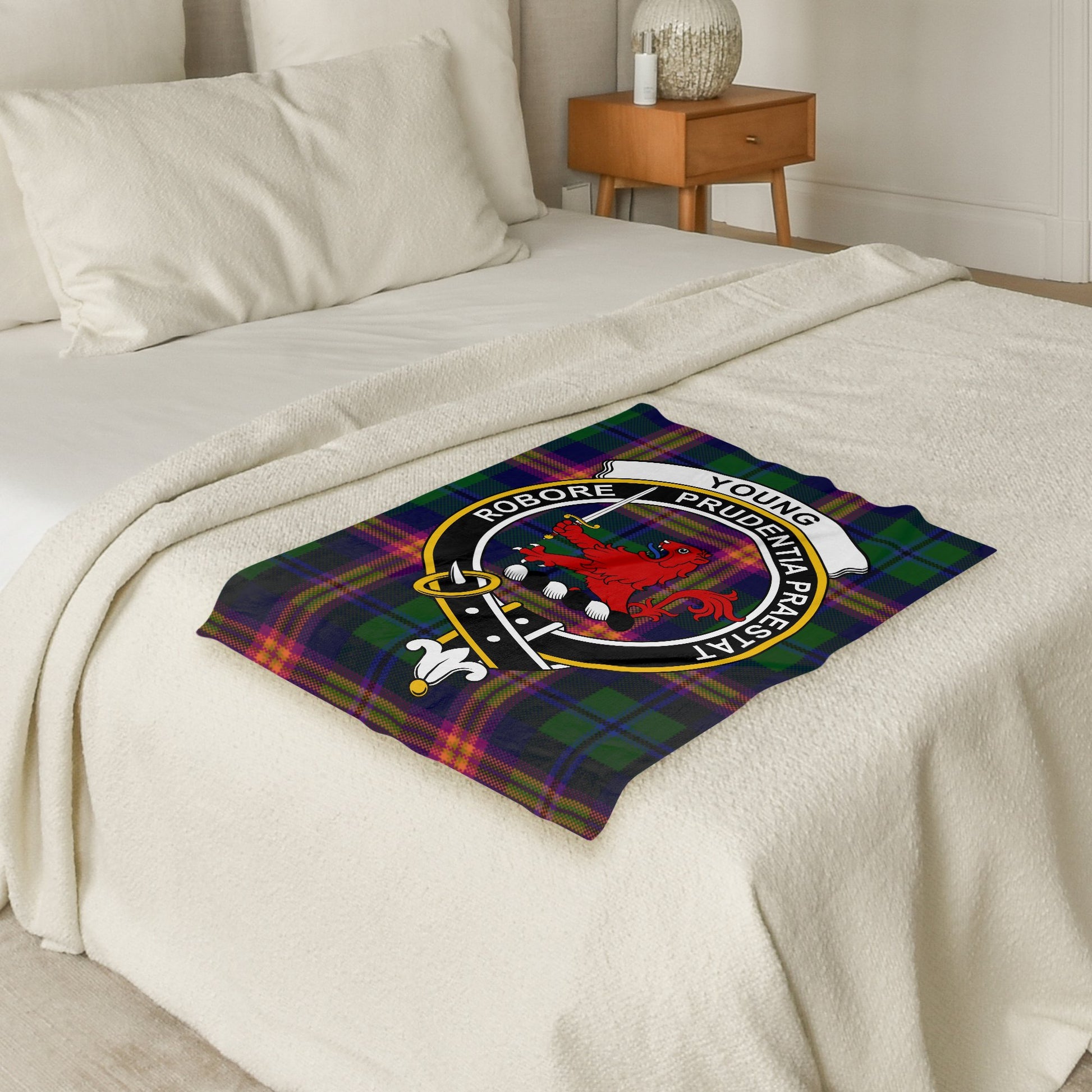 Scottish Clan Young Tartan Symbol Throw Blanket - Living Stone Gifts