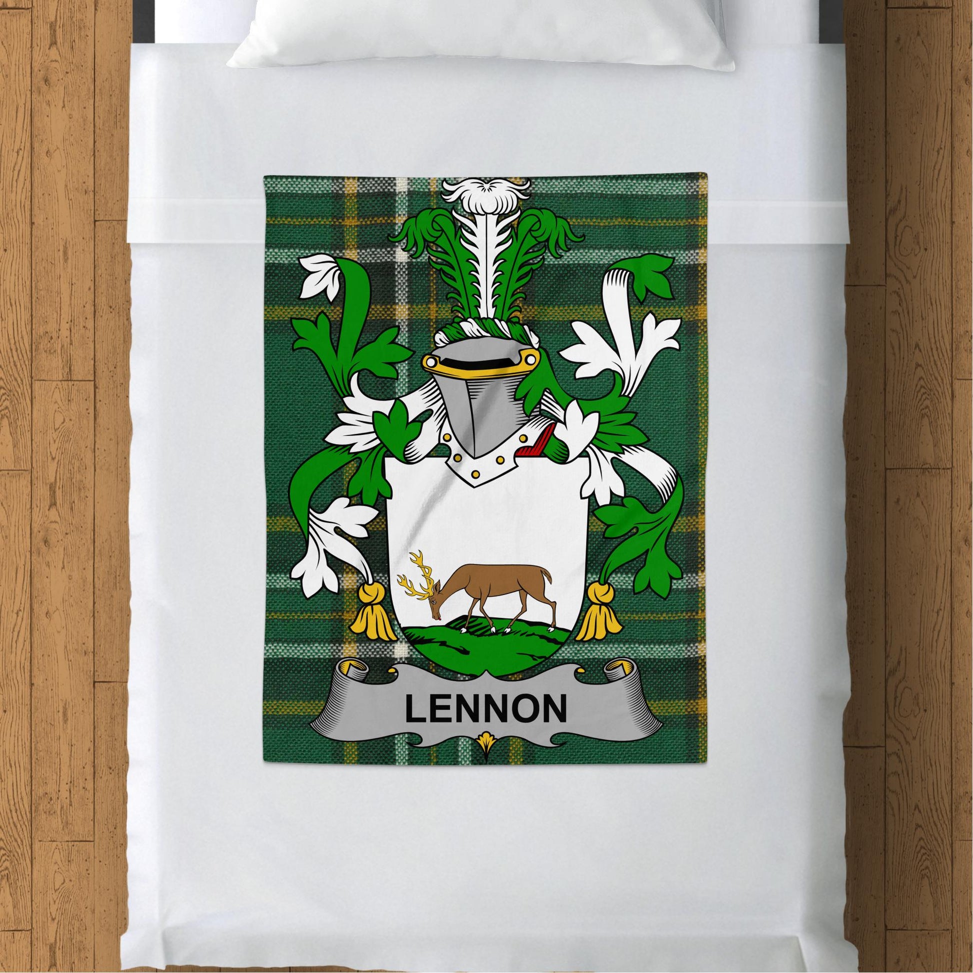 Lennon Surname Irish Tartan Throw Blanket - Living Stone Gifts