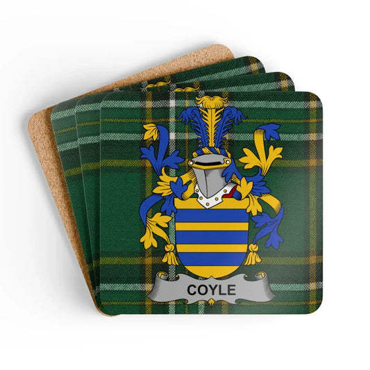 Coyle Family Crest Green Plaid Coasters product type