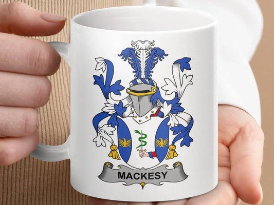 Mackesy Surname Irish Family Crest Coat of Arms Mug - Celtic Ancestry Gifts