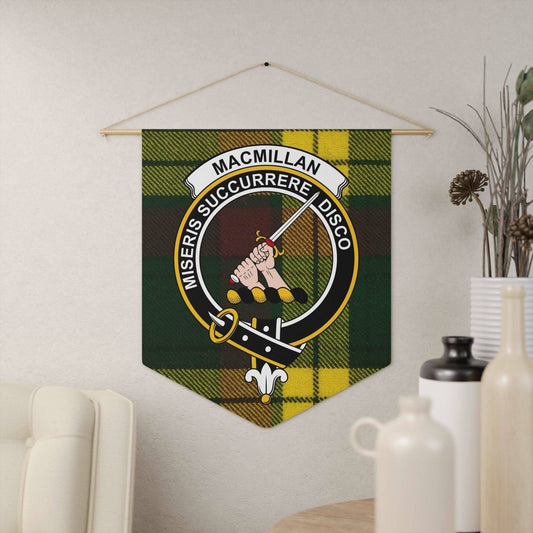 Macmillan Clan Tartan and Crest Design Wall Pennant - Celtic Ancestry Gifts