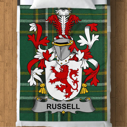 Russell Surname Irish Tartan Throw Blanket - Living Stone Gifts