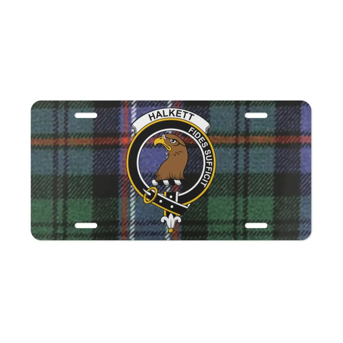 Halkett Fides Sufficit Tartan License Plate product