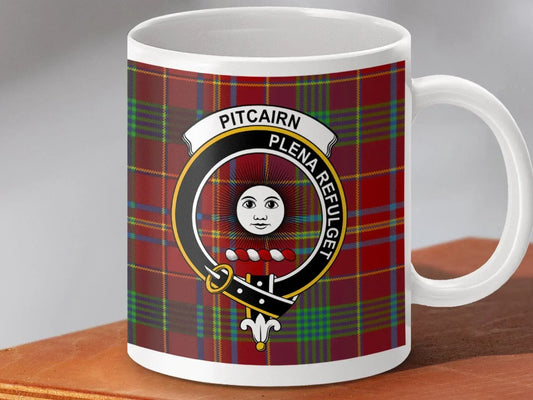 Pitcairn Plena Refulget Clan Crest Tartan Mug product