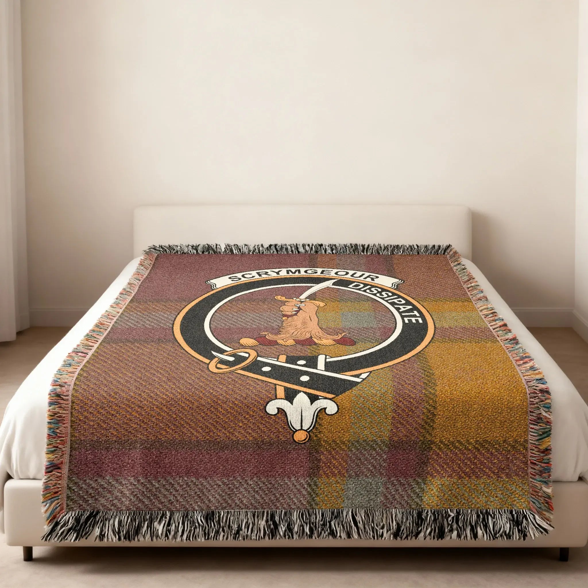 Scrymgeour Dissipate Crest on Plaid Blanket Product