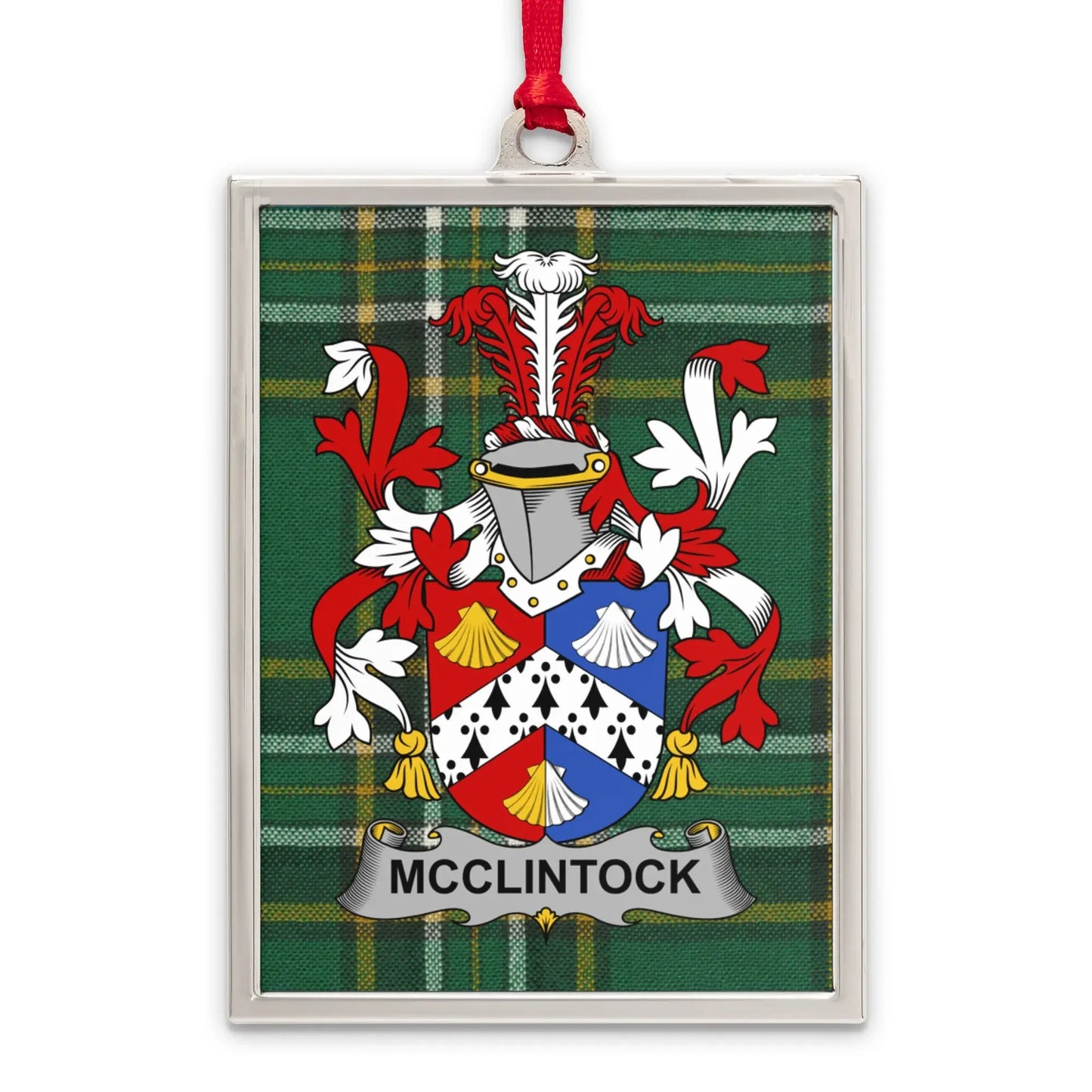 McClintock Family Crest on Plaid Background Product
