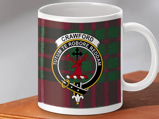 Crawford Clan Tartan Crest Mug Beautiful Scottish product