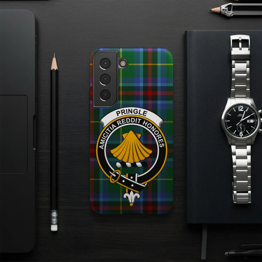 Pringle Amicitia Reddit Honores tartan pattern phone case — edge-to-edge print, slim glossy build