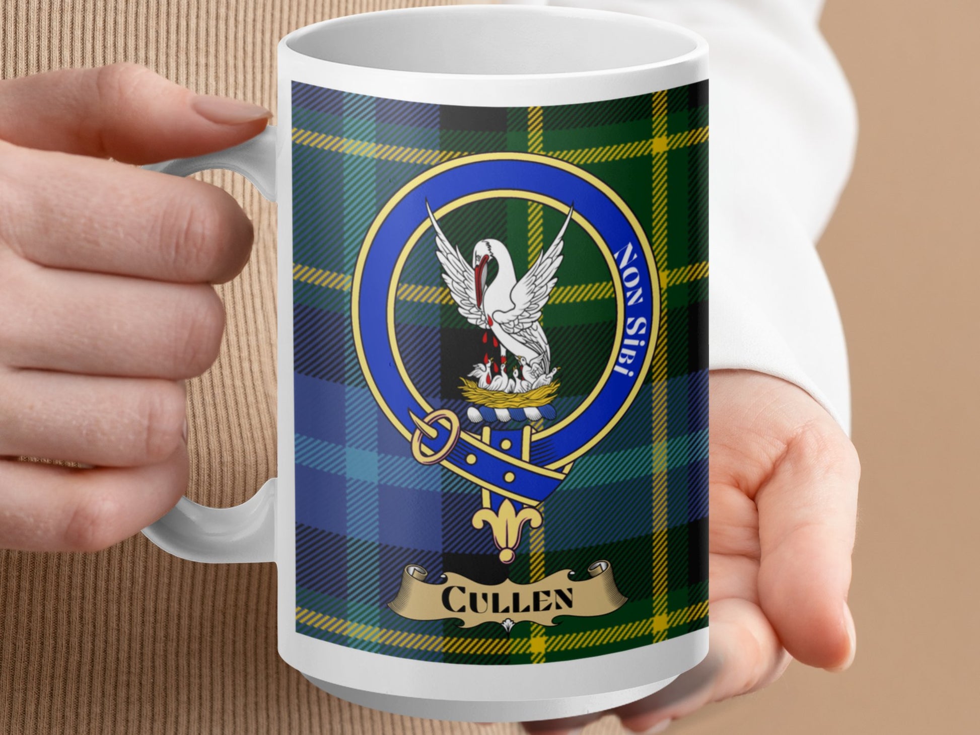 Clan Cullen Scottish Tartan Crest Mug - Living Stone Gifts