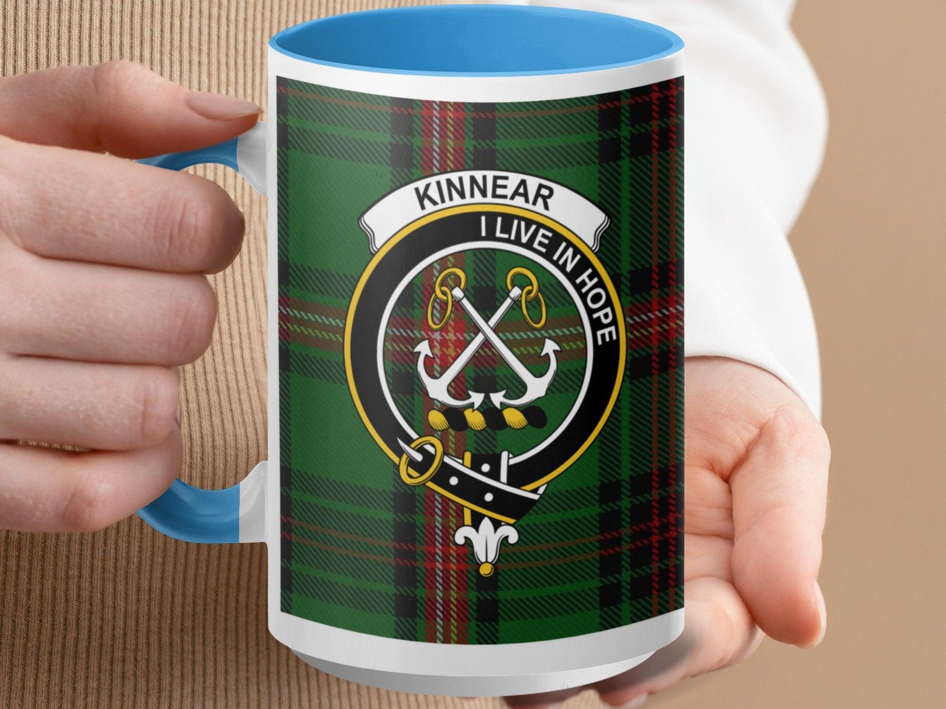 Scottish Clan Kinnear Tartan Crest Plaid Gift Mug - Living Stone Gifts