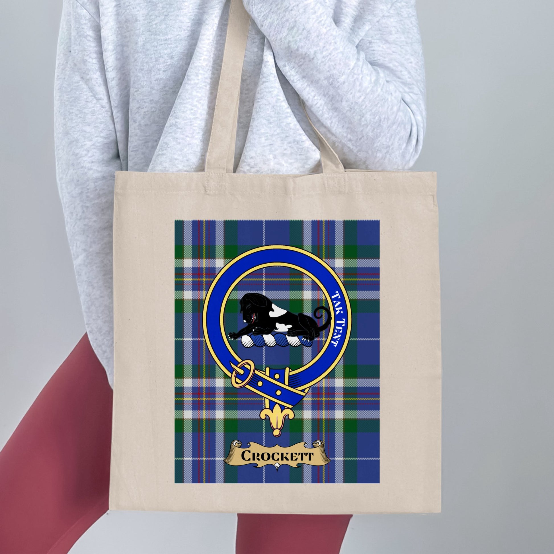 Crockett Clan Scottish Tartan Background Tote Bag - Living Stone Gifts