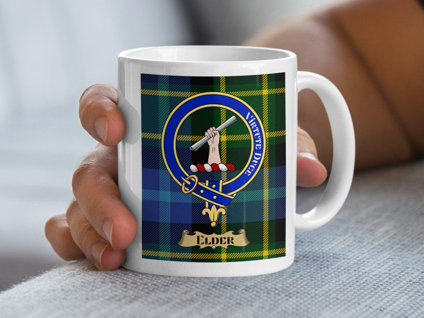 Scottish Clan Elder Crest Plaid Tartan Pattern Mug - Living Stone Gifts