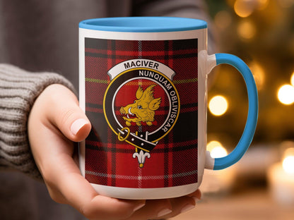 MacIver Clan Tartan Crest Plaid Design Mug - Living Stone Gifts