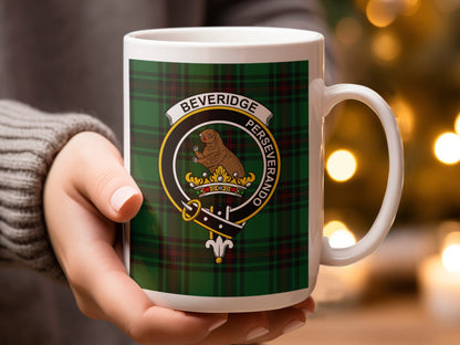 Beveridge Perseverando Crest Design Green Tartain Mug - Living Stone Gifts