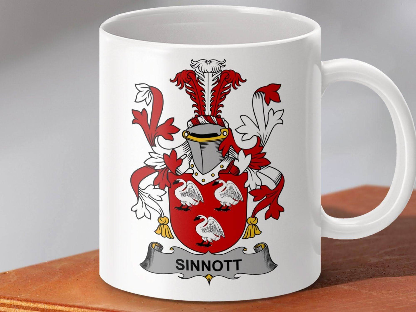 Sinnott Family Crest Historical Emblem Shield Mug - Celtic Ancestry Gifts