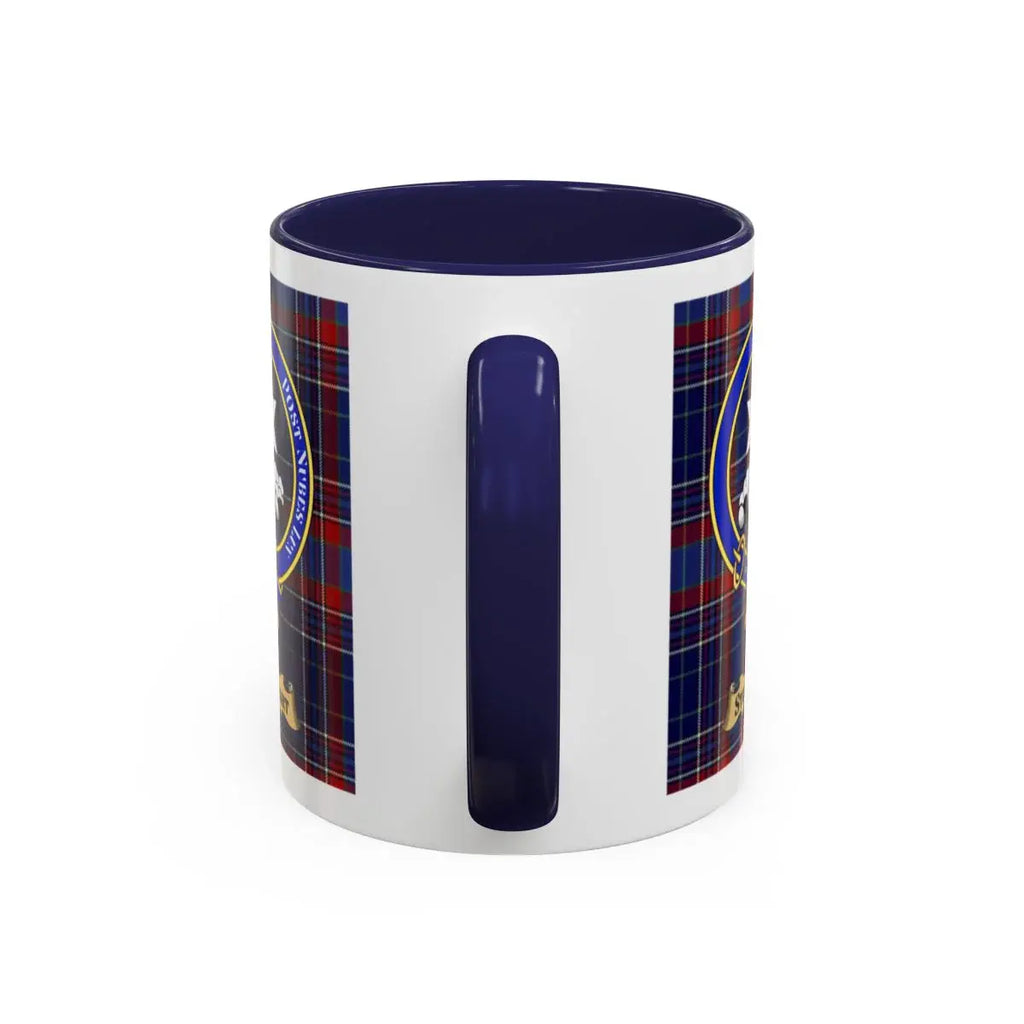 Stoddart clan crest mug shown in 11 oz and 15 oz sizes