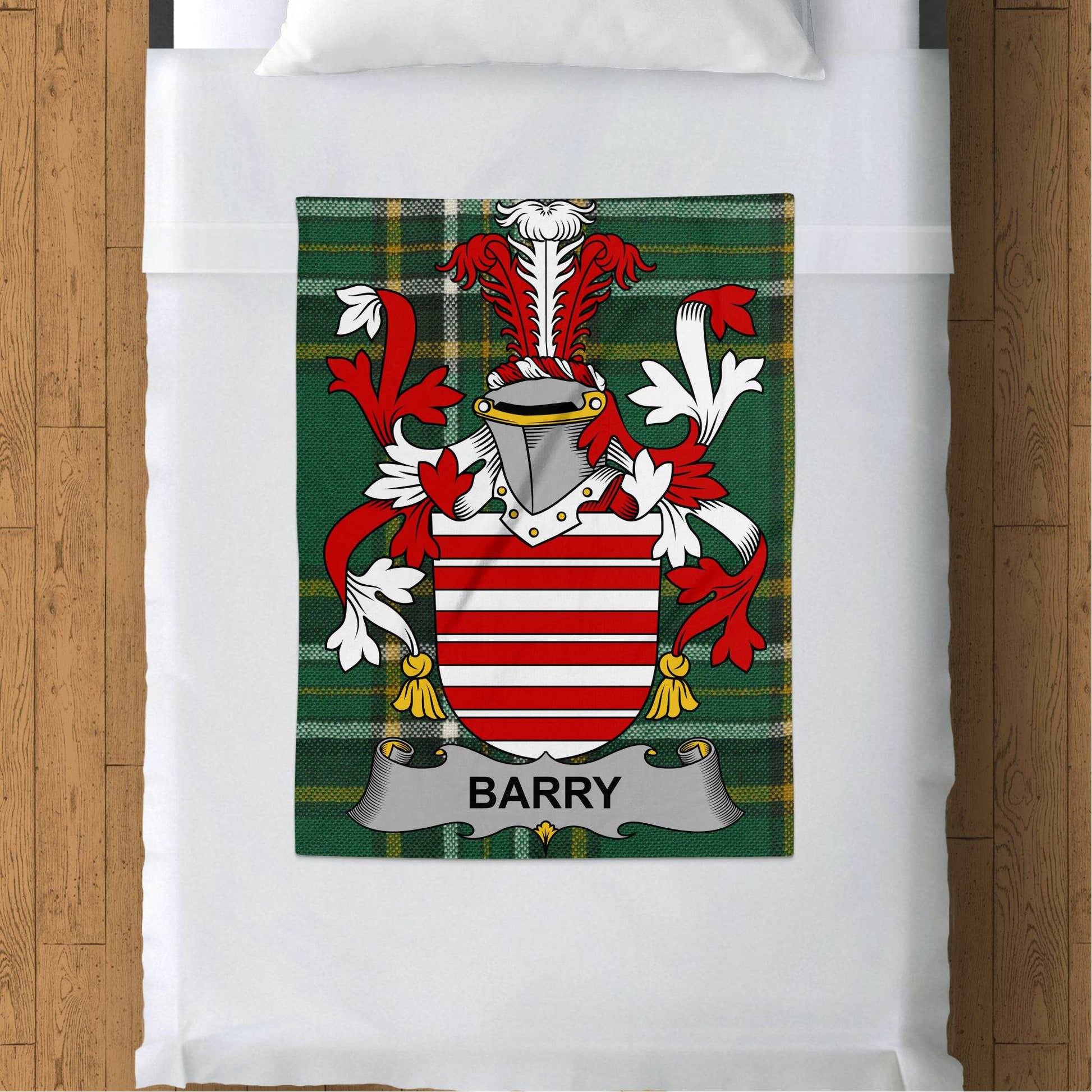 Barry Surname Irish Tartan Throw Blanket