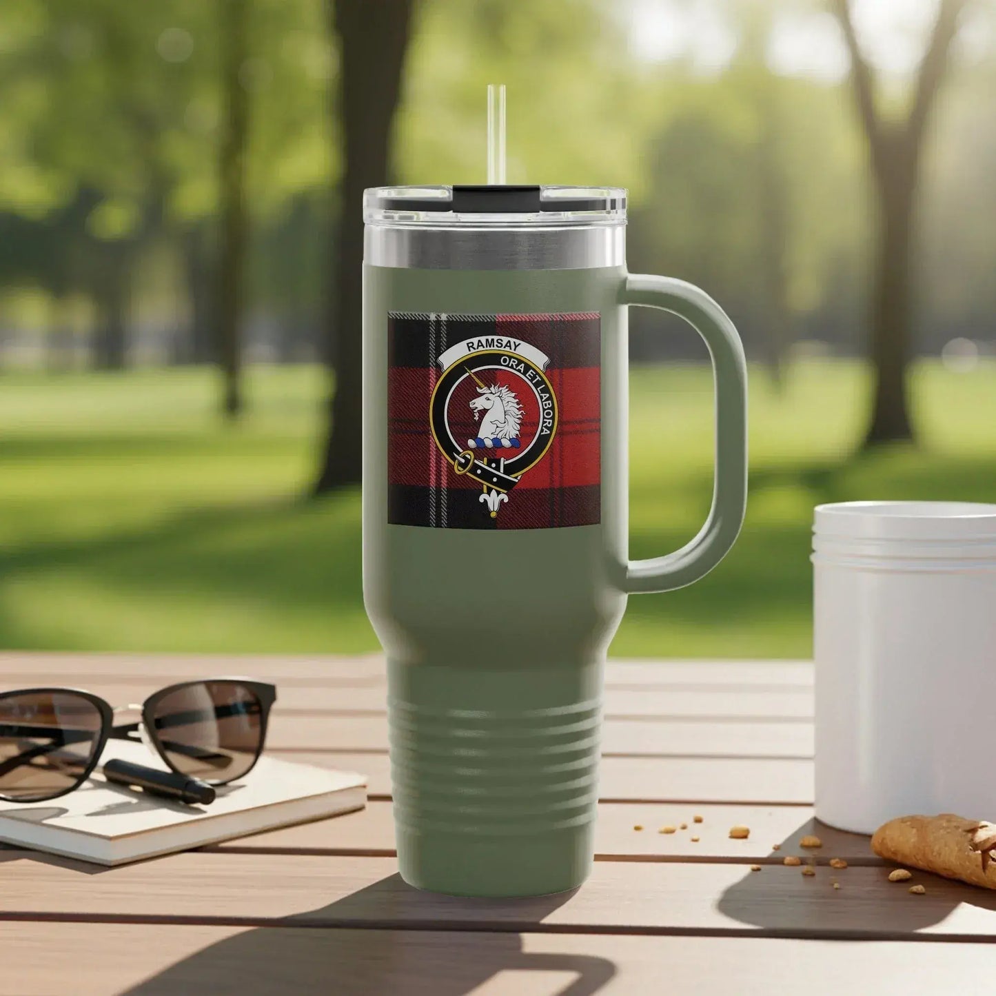 Unique Plaid Patterned Horse Insulated Travel Mug product type