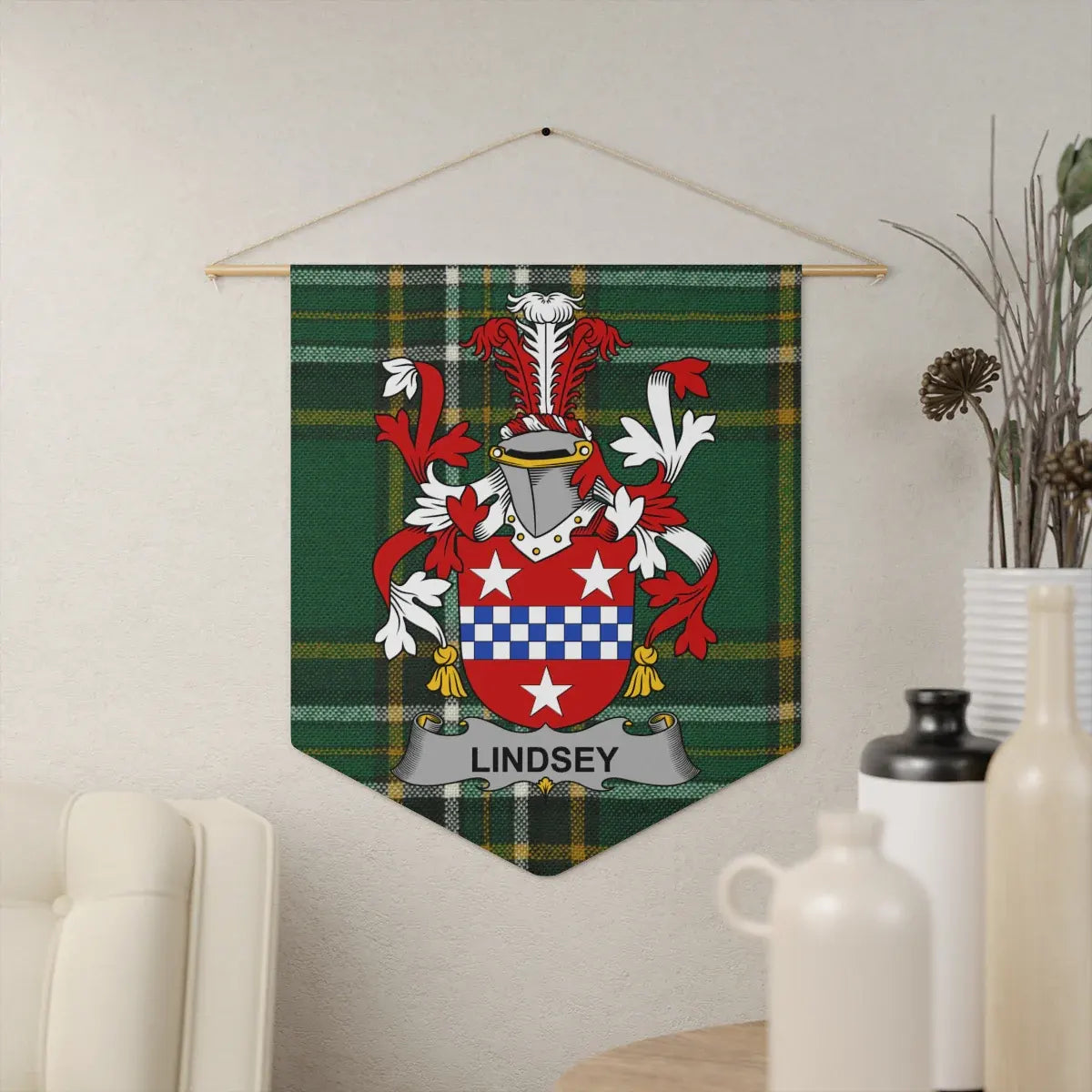 Lindsey Family Crest Tartan Wall Hanging product